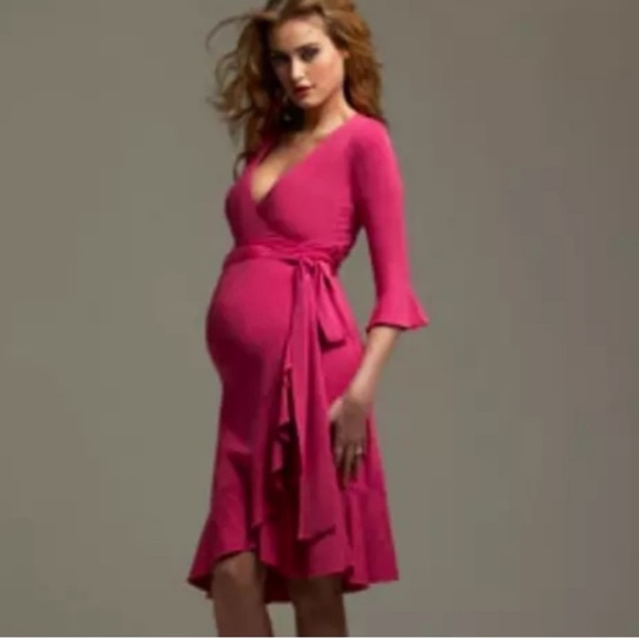 ISABELLA OLIVER Raspberry Ruffle Trimmed Wrap Dress Size 1 Or Small - Picture 1 of 12